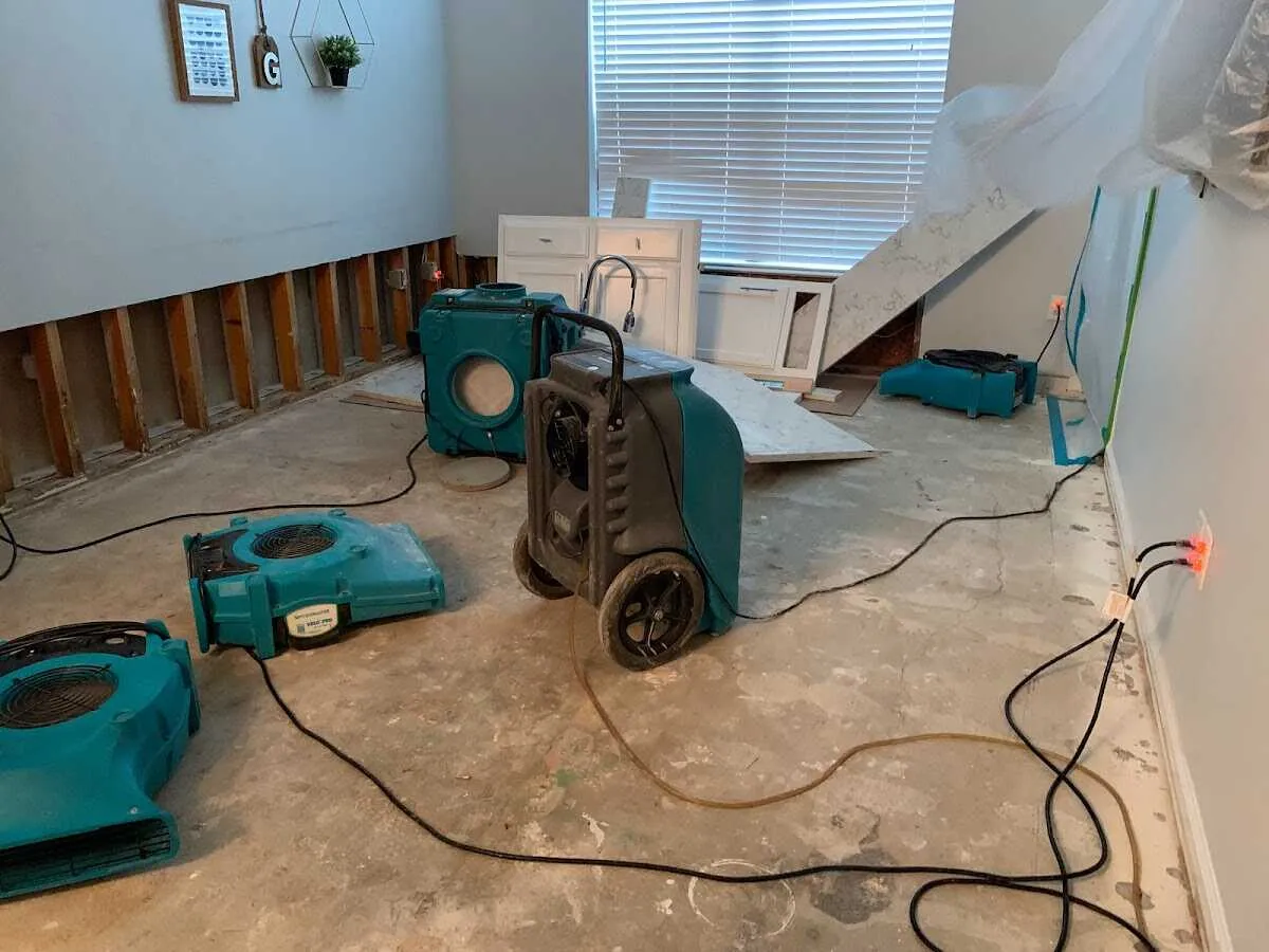Dehumidifier in flood-cut room for Water Extraction & Removal in Manteca